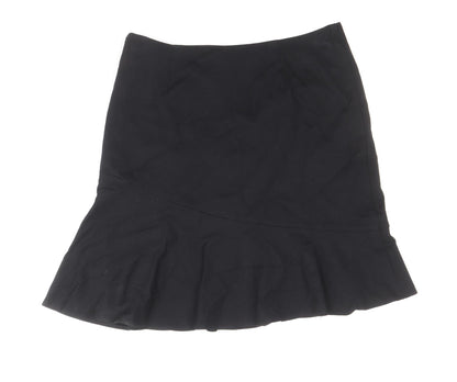 Marks and Spencer Womens Black Viscose Trumpet Skirt Size 12 Zip