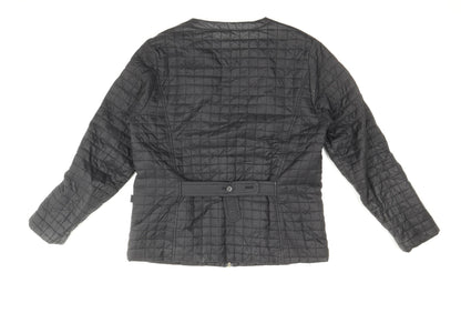 Incorporate Wear Womens Black Geometric Quilted Jacket Size L Zip