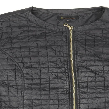 Incorporate Wear Womens Black Geometric Quilted Jacket Size L Zip