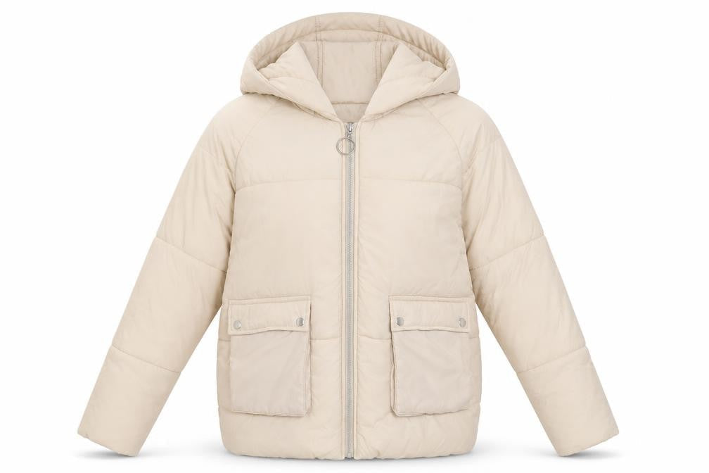 Womens UK Size 4 PRETTYLITTLETHING Beige Puffer Jacket