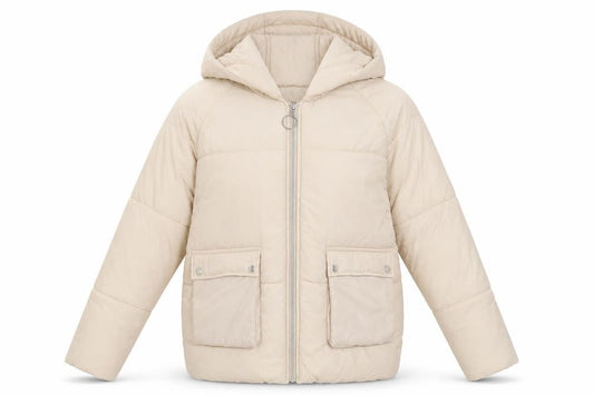 Womens UK Size 4 PRETTYLITTLETHING Beige Puffer Jacket