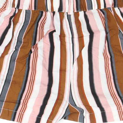 Primark Womens Multicoloured Striped Viscose Paperbag Shorts Size 4 Regular Pull On