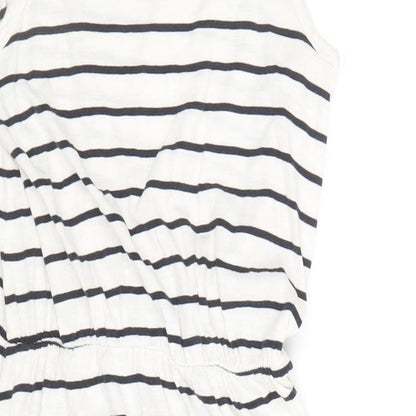 H&M Womens Ivory Striped Cotton Tank Dress Size S Round Neck Pullover