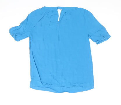Baby Boden Womens Blue Viscose Basic T-Shirt Size 6 Round Neck