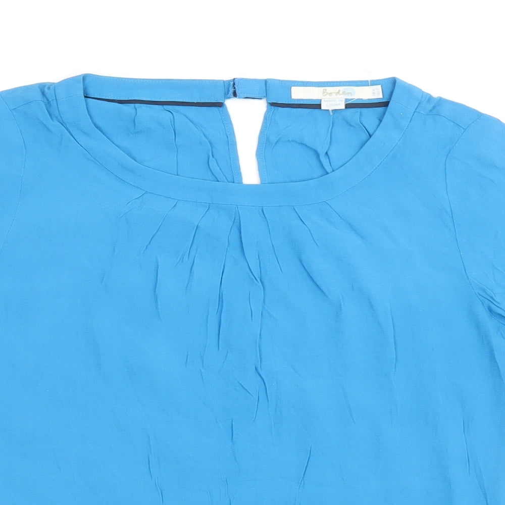 Baby Boden Womens Blue Viscose Basic T-Shirt Size 6 Round Neck