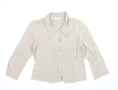 Womens UK Size S Off Shoot Brown Basic Button-Up