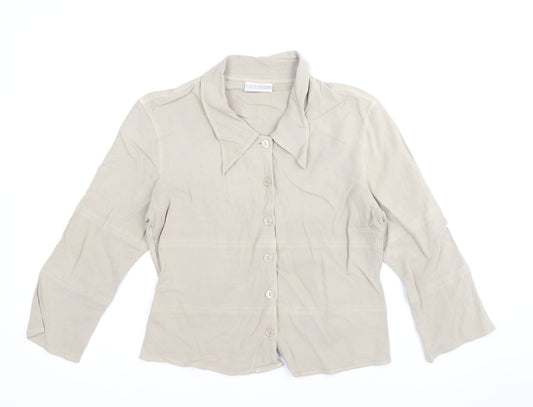 Womens UK Size S Off Shoot Brown Basic Button-Up