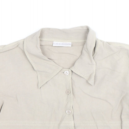 Womens UK Size S Off Shoot Brown Basic Button-Up