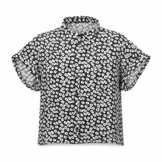 Atmosphere Womens Black Floral Viscose Basic Button-Up Size 8 Collared