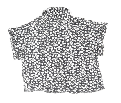 Atmosphere Womens Black Floral Viscose Basic Button-Up Size 8 Collared