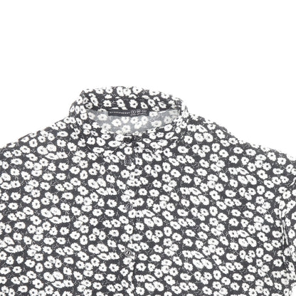 Atmosphere Womens Black Floral Viscose Basic Button-Up Size 8 Collared