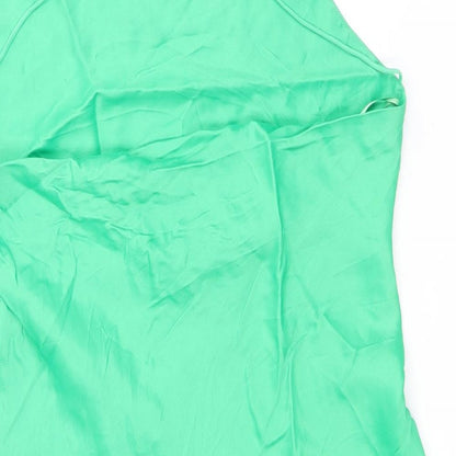 Zara Womens Green Viscose Mini Size M Cowl Neck Pullover