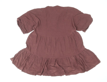 NEXT Womens Brown Viscose A-Line Size 8 V-Neck Pullover - Tiered