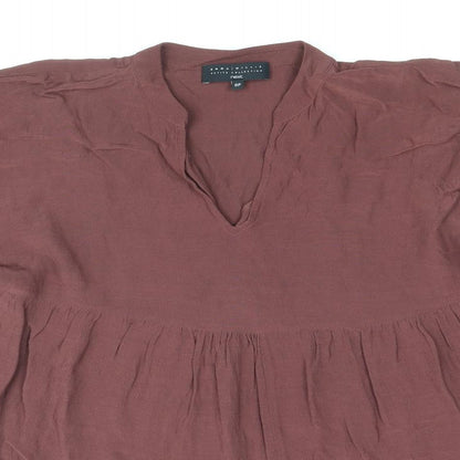 NEXT Womens Brown Viscose A-Line Size 8 V-Neck Pullover - Tiered