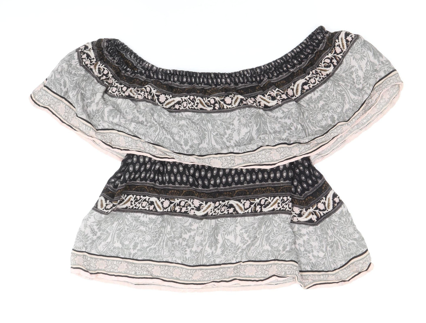 Miss Selfridge Womens Multicoloured Geometric Viscose Basic Blouse Size 10 Boat Neck