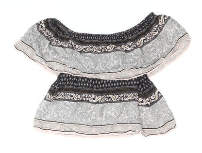 Miss Selfridge Womens Multicoloured Geometric Viscose Basic Blouse Size 10 Boat Neck