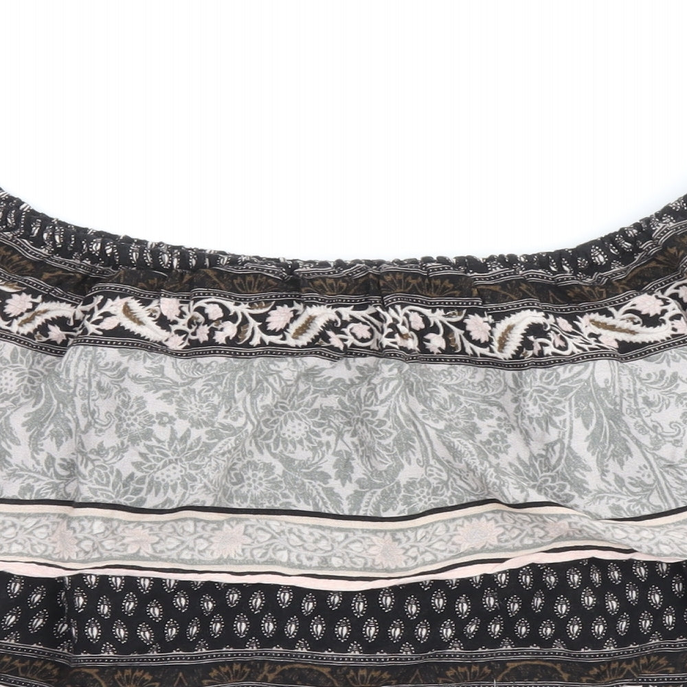 Miss Selfridge Womens Multicoloured Geometric Viscose Basic Blouse Size 10 Boat Neck