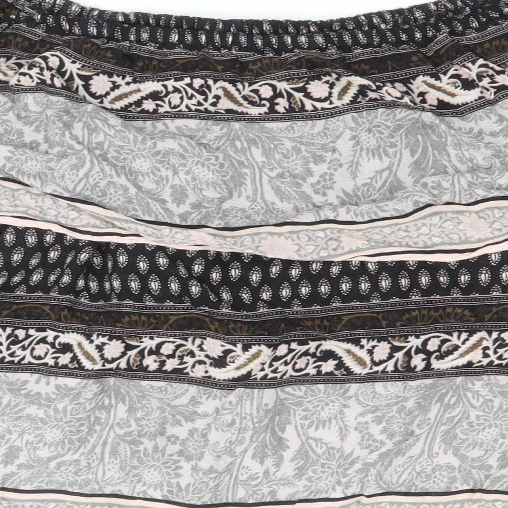 Miss Selfridge Womens Multicoloured Geometric Viscose Basic Blouse Size 10 Boat Neck