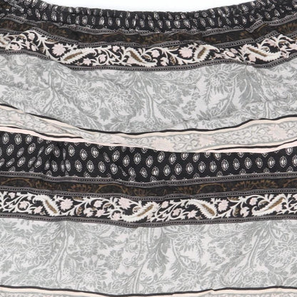 Miss Selfridge Womens Multicoloured Geometric Viscose Basic Blouse Size 10 Boat Neck