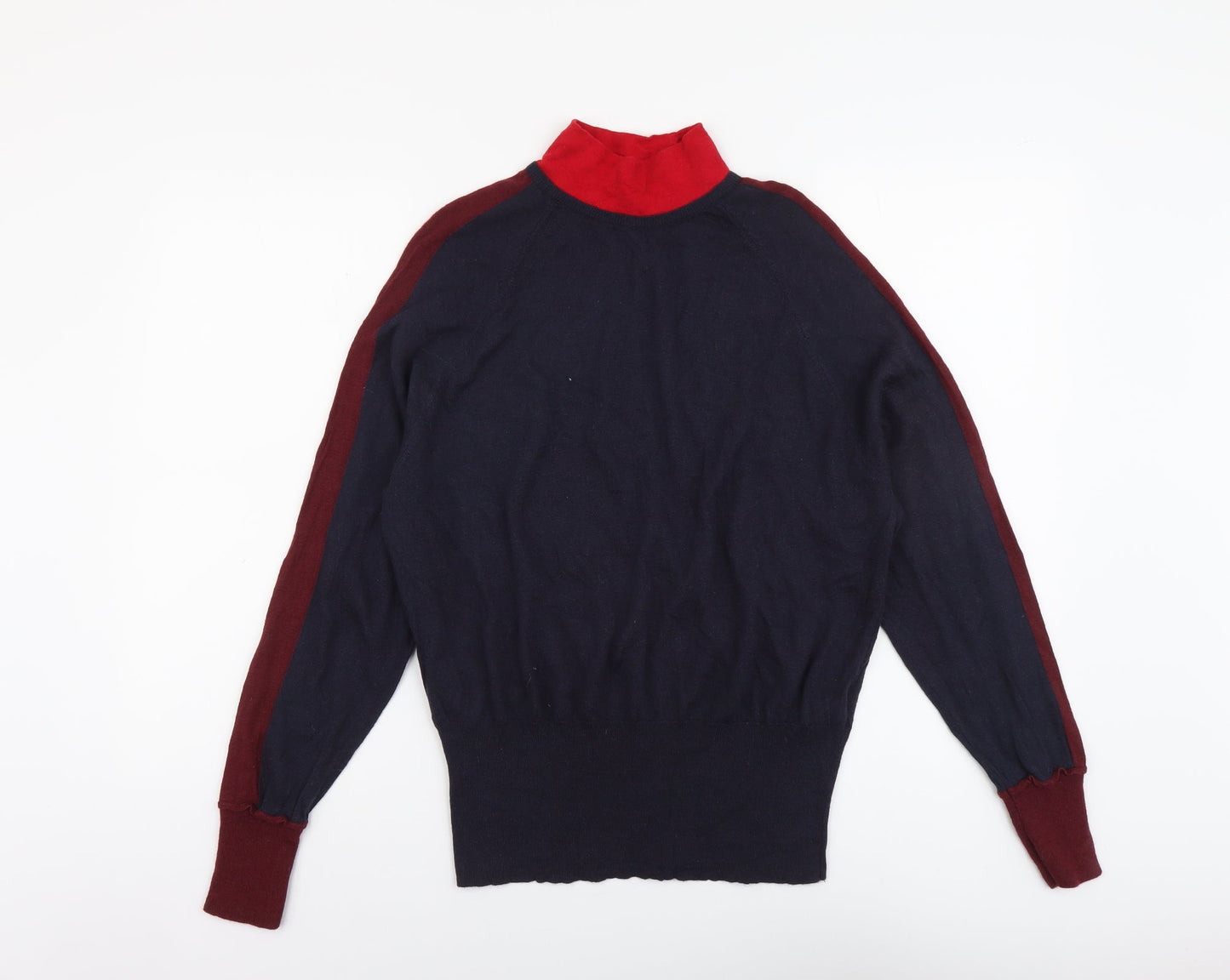 Marks and Spencer Mens Blue High Neck Wool Pullover Jumper Size L Long Sleeve