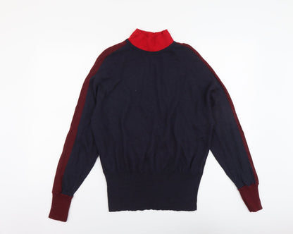 Marks and Spencer Mens Blue High Neck Wool Pullover Jumper Size L Long Sleeve