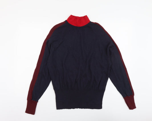 Marks and Spencer Mens Blue High Neck Wool Pullover Jumper Size L Long Sleeve