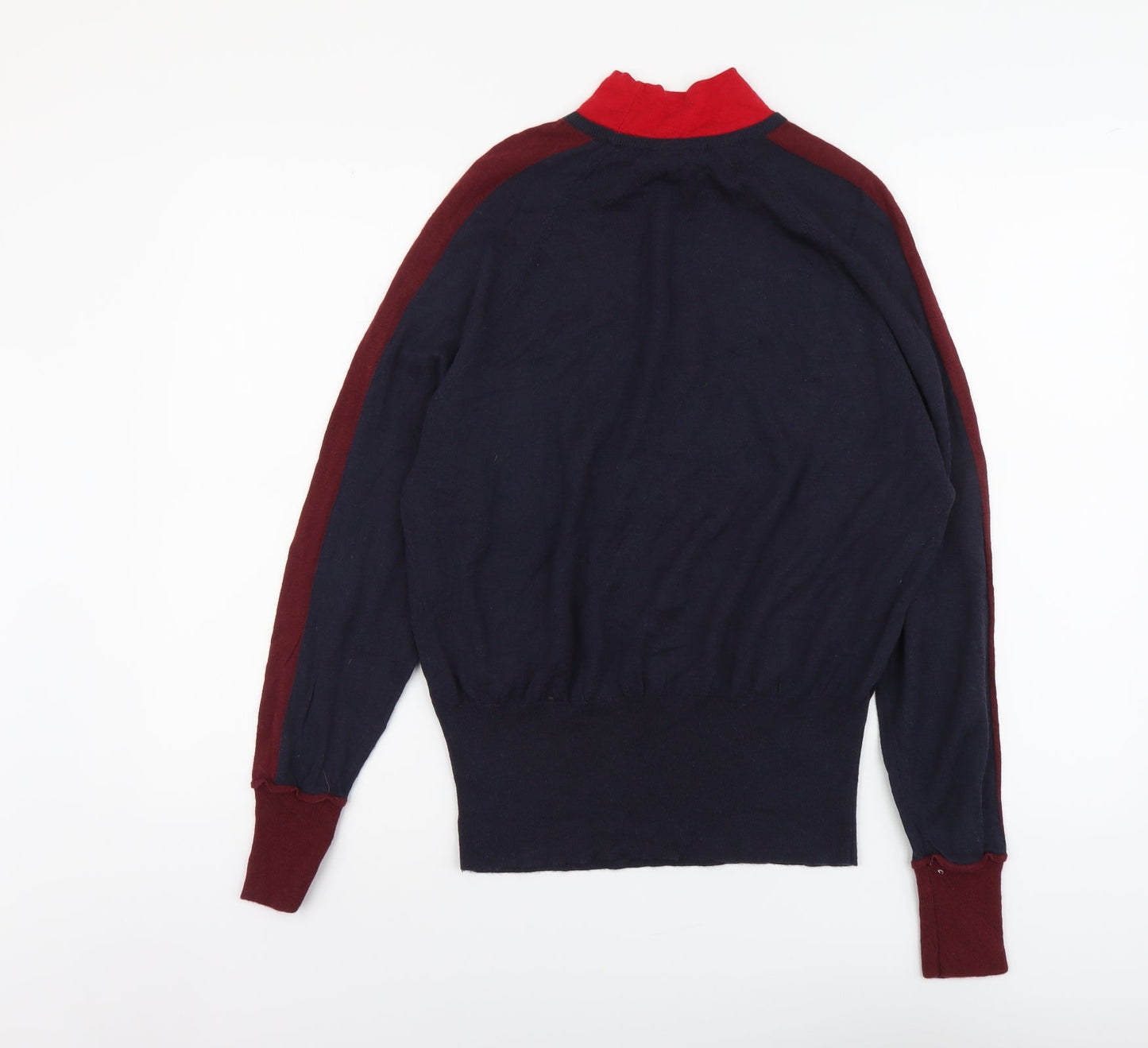 Marks and Spencer Mens Blue High Neck Wool Pullover Jumper Size L Long Sleeve