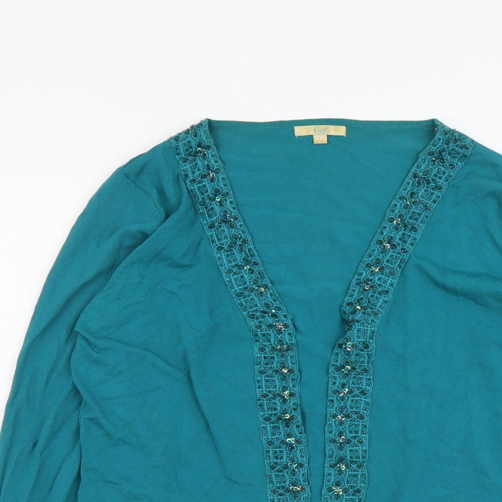 Womens UK Size L Klass Green Cardigan Jumper