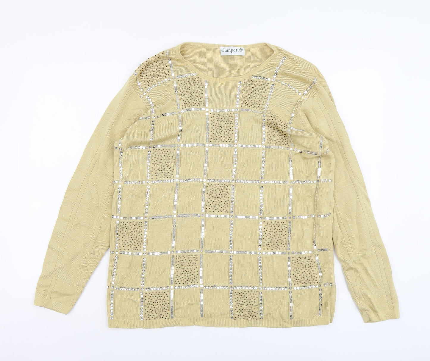 Womens UK Size L Jumper Beige Pullover Jumper