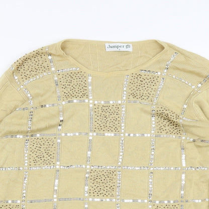 Womens UK Size L Jumper Beige Pullover Jumper