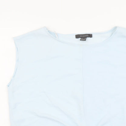 Primark Womens Blue Polyester Cropped Tank Size 8 Round Neck