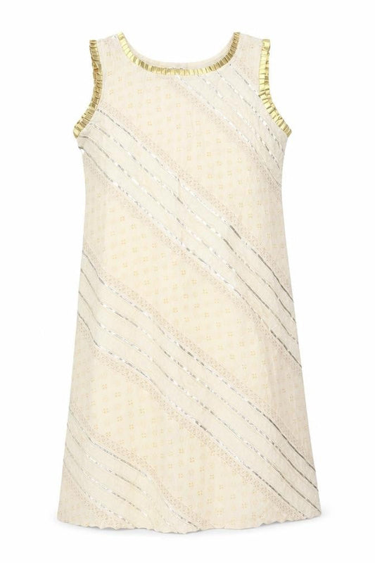 Kanya Womens Beige Geometric Cotton Tank Dress Size 12 Round Neck Pullover