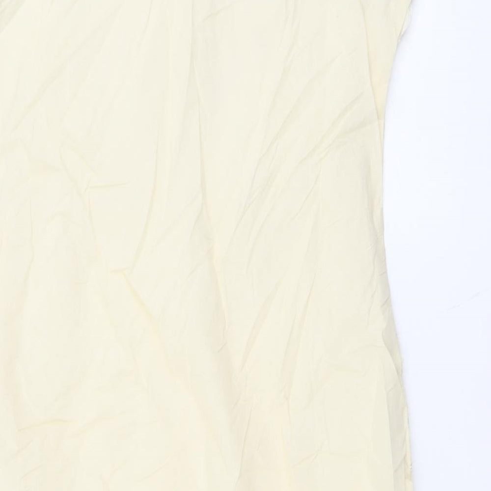 Kanya Womens Beige Geometric Cotton Tank Dress Size 12 Round Neck Pullover