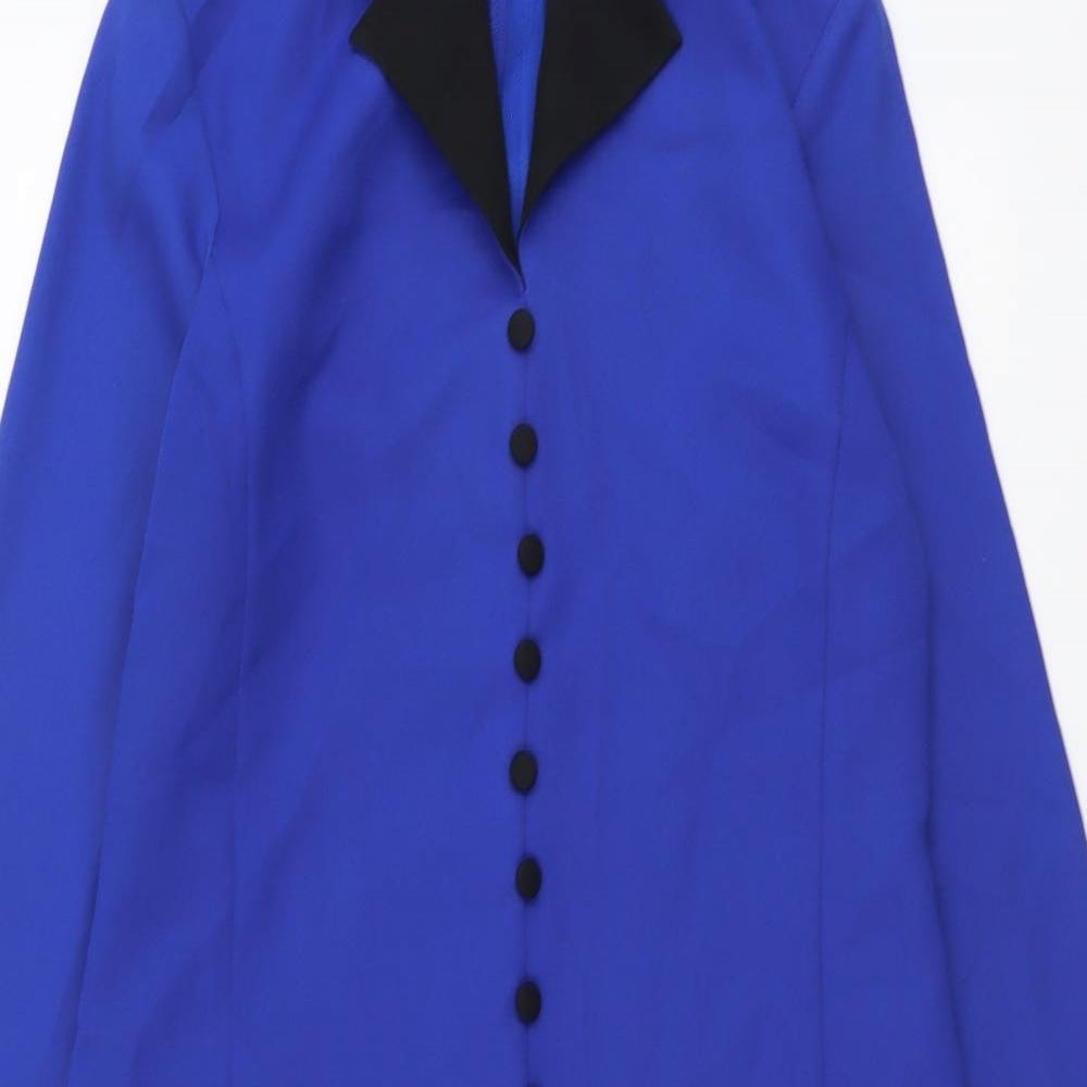 Berkertex Womens Blue Polyester Shirt Dress Size 12 V-Neck Pullover