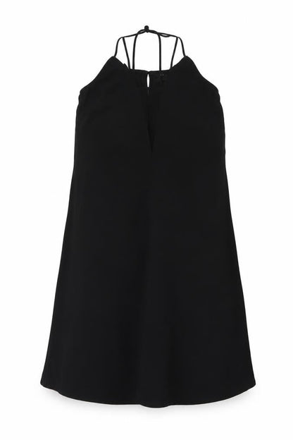 H&M Womens Black Polyester A-Line Size XS Round Neck Button