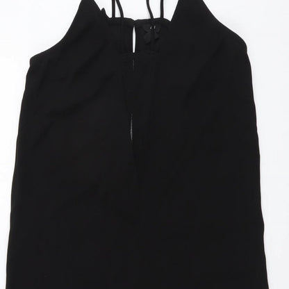 H&M Womens Black Polyester A-Line Size XS Round Neck Button