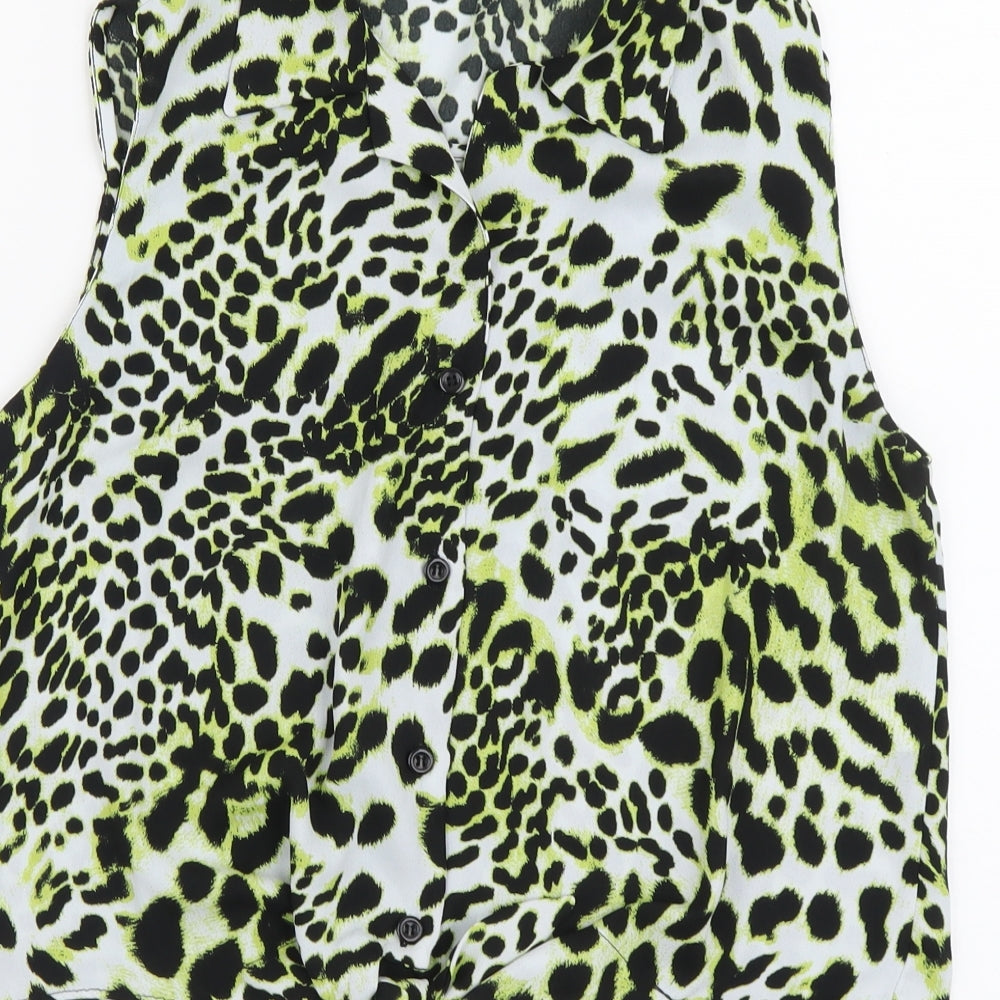 Womens UK Size 14 River Island Yellow Cropped Button-Up