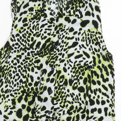Womens UK Size 14 River Island Yellow Cropped Button-Up