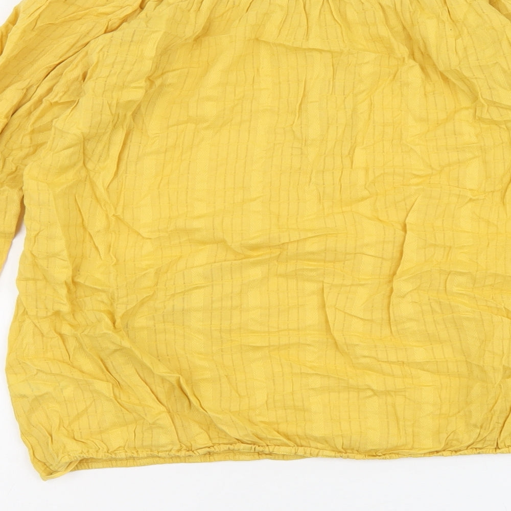 George Womens Yellow Cotton Basic Blouse Size 10 Off the Shoulder