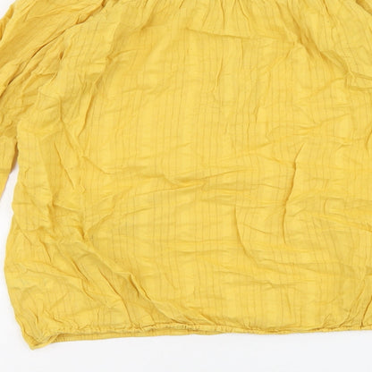 George Womens Yellow Cotton Basic Blouse Size 10 Off the Shoulder