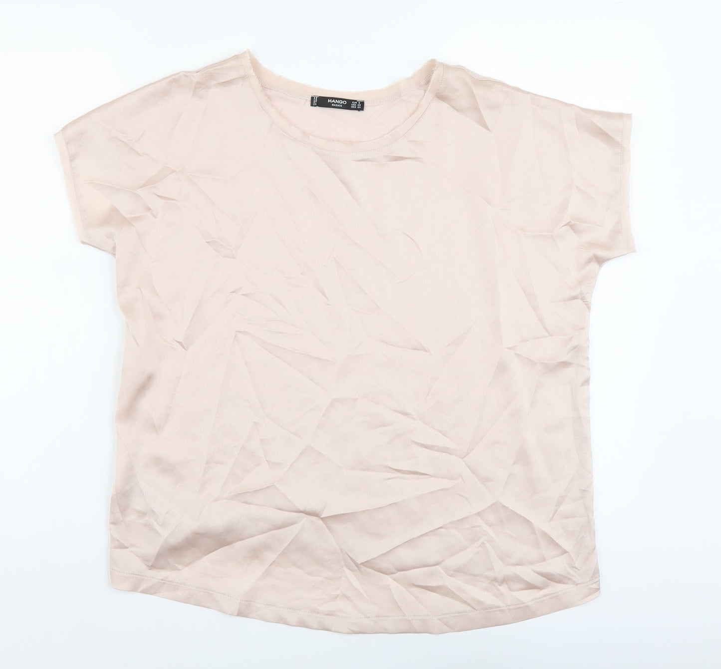 Womens UK Size S Mango Pink Basic T-Shirt