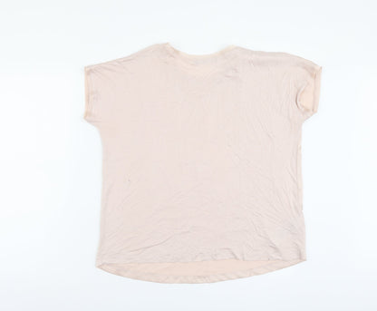 Womens UK Size S Mango Pink Basic T-Shirt