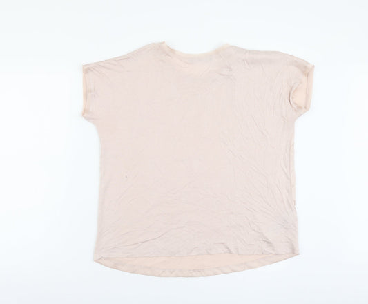 Womens UK Size S Mango Pink Basic T-Shirt