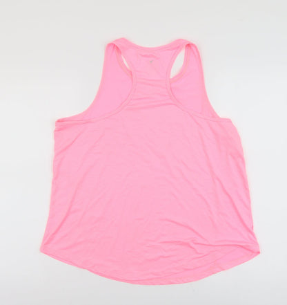Workout Womens Pink Polyester Basic Tank Size L Scoop Neck Pullover - Racerback