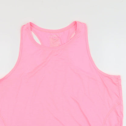 Workout Womens Pink Polyester Basic Tank Size L Scoop Neck Pullover - Racerback