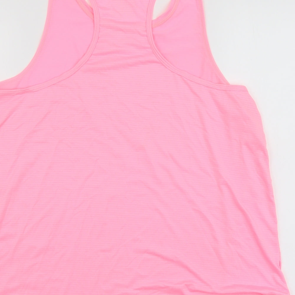 Workout Womens Pink Polyester Basic Tank Size L Scoop Neck Pullover - Racerback
