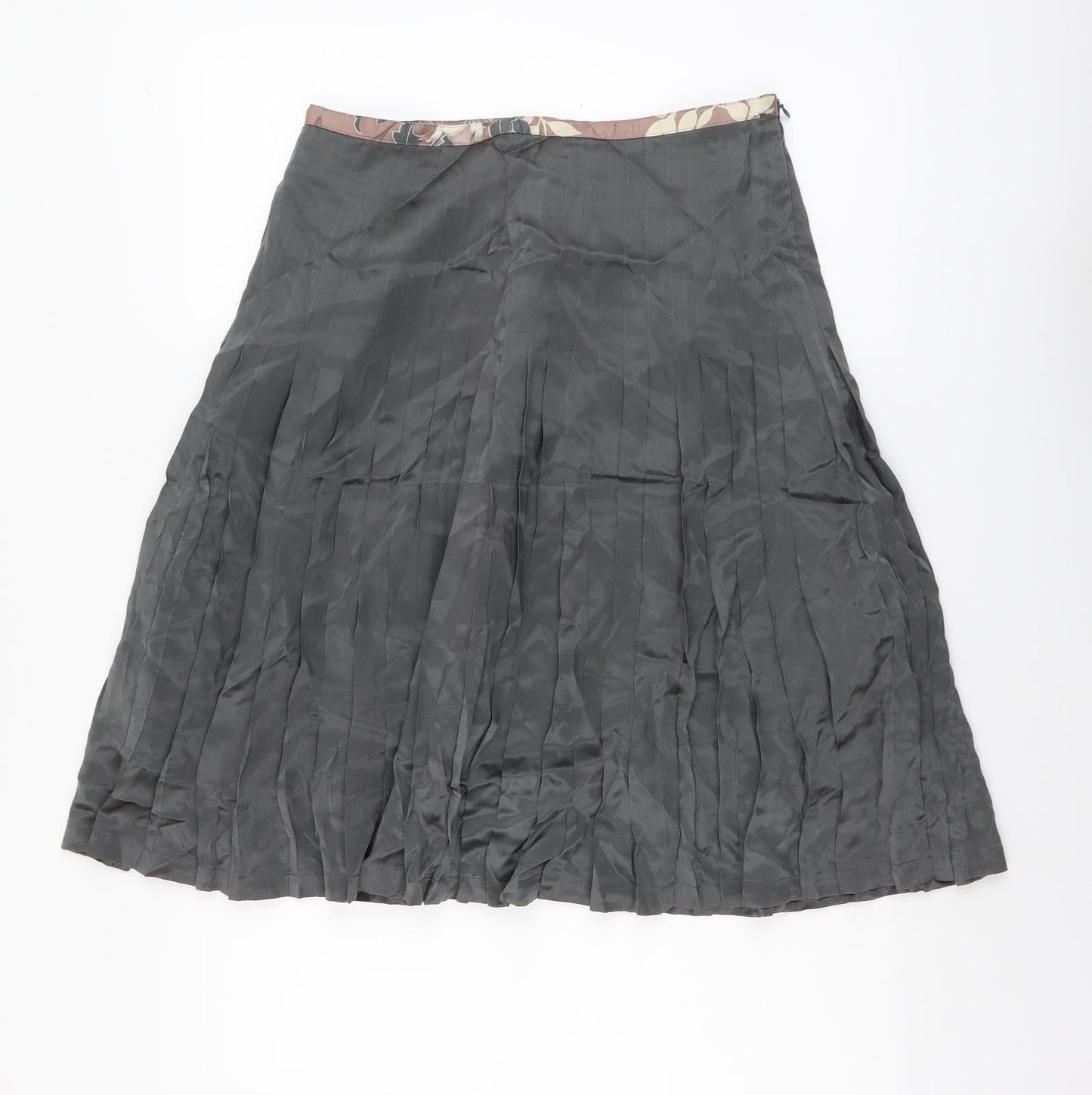 NEXT Womens Green Polyester Pleated Skirt Size 10 Zip