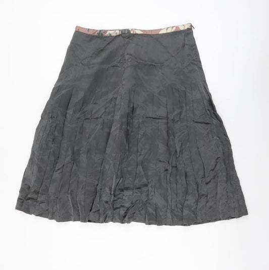 NEXT Womens Green Polyester Pleated Skirt Size 10 Zip