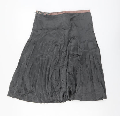 NEXT Womens Green Polyester Pleated Skirt Size 10 Zip