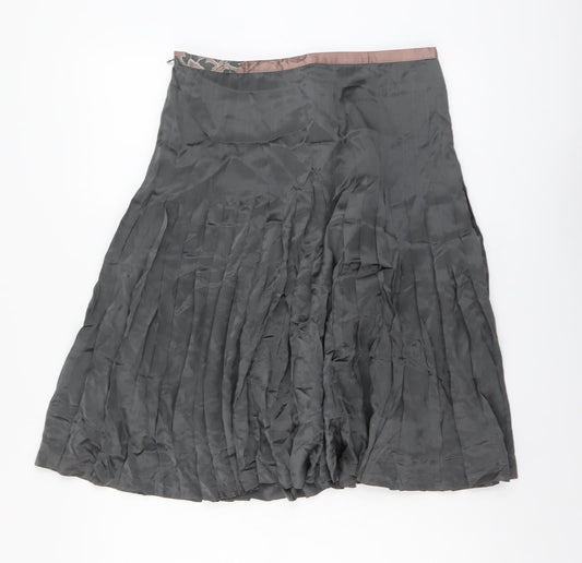 NEXT Womens Green Polyester Pleated Skirt Size 10 Zip